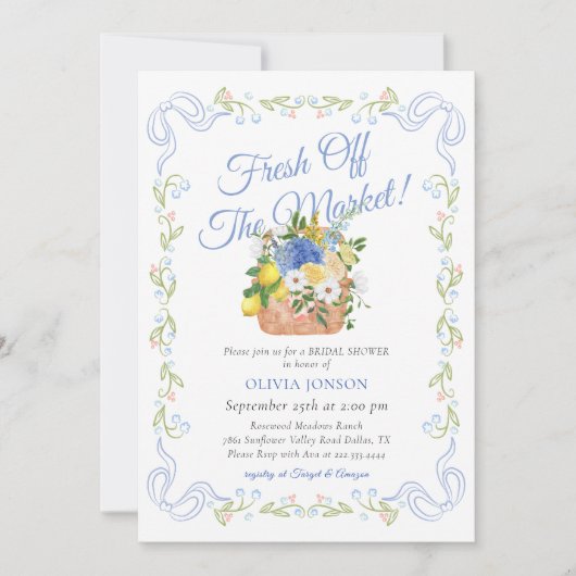 市場からフレッシュオフ農家フローラブライダルシャワー 招待状 (正面)