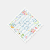 市場からフレッシュワイルドフラワーストライプの水色 スタンダードカクテルナプキン (角)