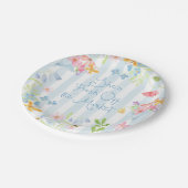 市場からフレッシュワイルドフラワーストライプの水色 ペーパープレート (アングル)