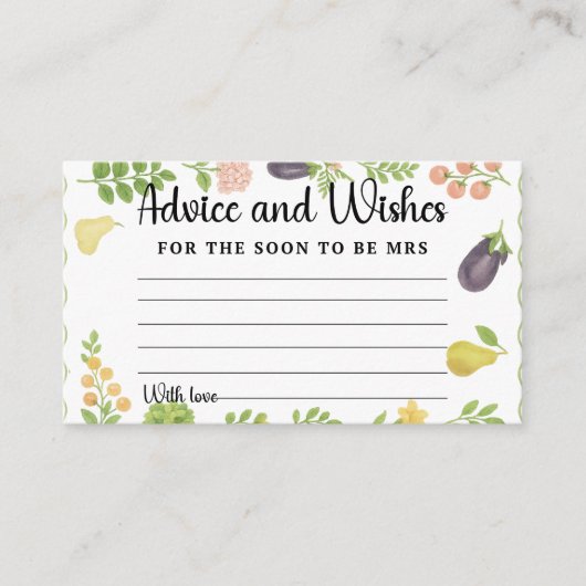 市場から出たてのアドバイス | ブライダルシャワー エンクロージャーカード (正面)