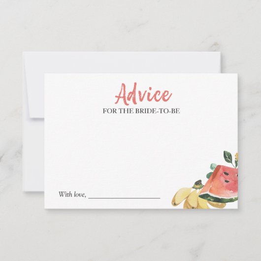 市場から出たてのブライダルシャワーアドバイスカード 招待状 (正面)