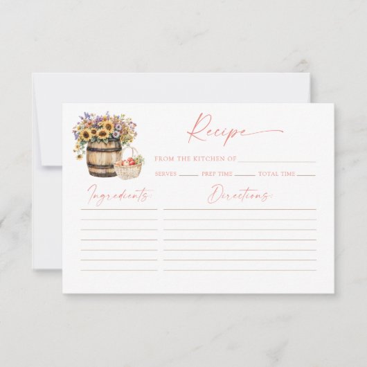 市場から出たてのブライダルシャワーレシピカード (正面)