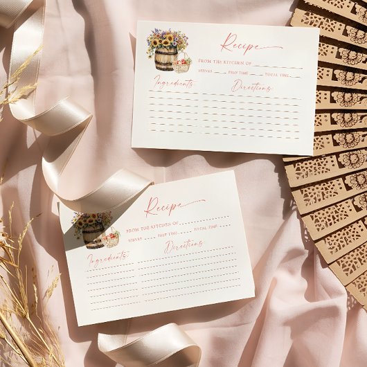 市場から出たてのブライダルシャワーレシピカード