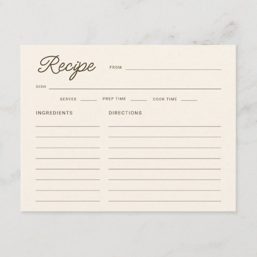 市場から出たてのブライダルシャワーレシピカード エンクロージャーカード (正面)