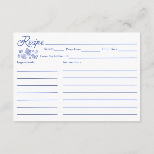 市場から出たてのブライダルシャワーレシピカード エンクロージャーカード (正面)