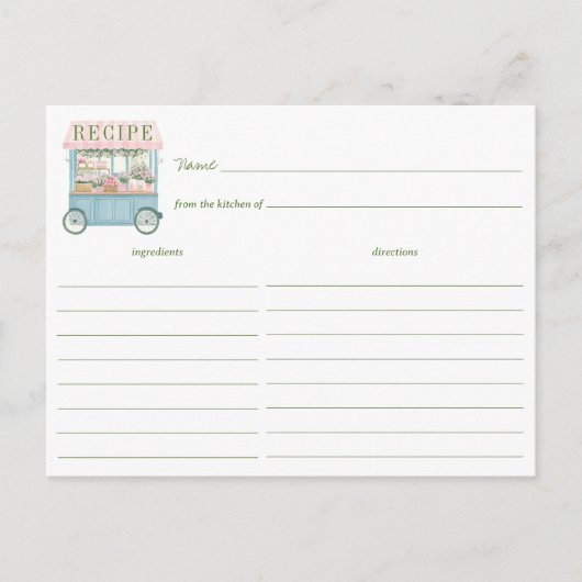 市場から出たてのブライダルシャワーレシピカード ポストカード (正面)