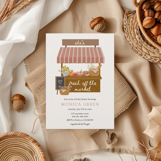 市場から出たばかりの可愛いブライダルシャワー 招待状