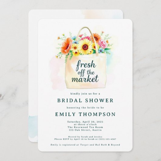 市場から出たブライダルシャワーの招待状 招待状 (正面/裏面)