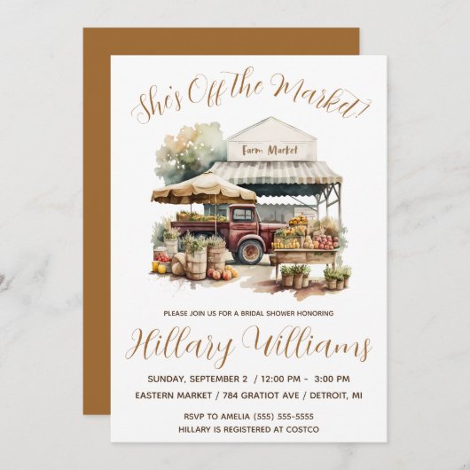 市場から出た！ファームマーケットブライダルシャワー 招待状 (正面/裏面)