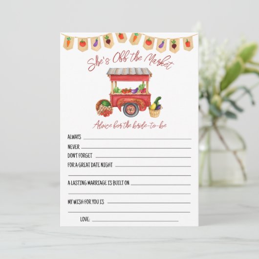 市場から外れたブライダルシャワーアドバイスカード 招待状 (スタンド正面)