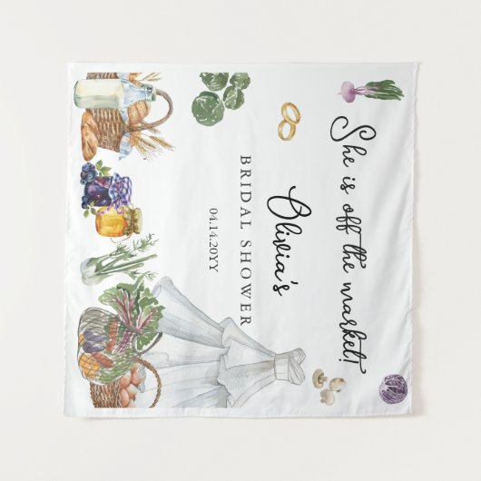 市場から外れた農家のブライダルシャワー写真 タペストリー (正面(横))