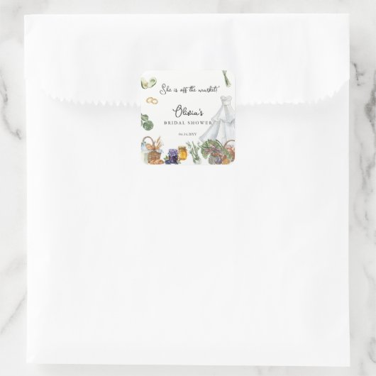 市場から姿を消した農家の花嫁のシャワーのお土産 スクエアシール (バッグ)