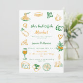 市場から届いたての手描きエンゲージメント 招待状 (スタンド正面)