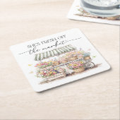 市場から届いたばかりのウェディングシャワーのためのウォーターカラー スクエアペーパーコースター (アングル)