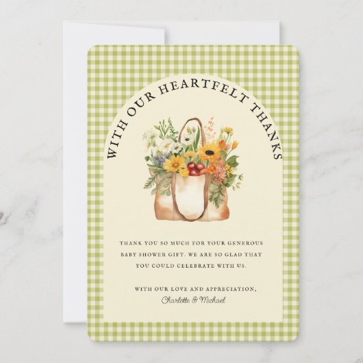 市場から届いたばかりのウェディングシャワーの感謝カード 招待状 (正面)