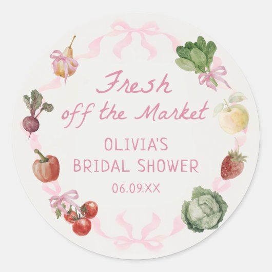 市場から届いたばかりのウェディングシャワーステッカー ラウンドシール (正面)