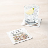 市場から届いたばかりのウェディングシャワー水彩 スクエアペーパーコースター (インサイチュ)