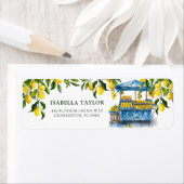 市場から届いたばかりのオレンジとレモンのウェディングシャワー ラベル (インサイチュ)