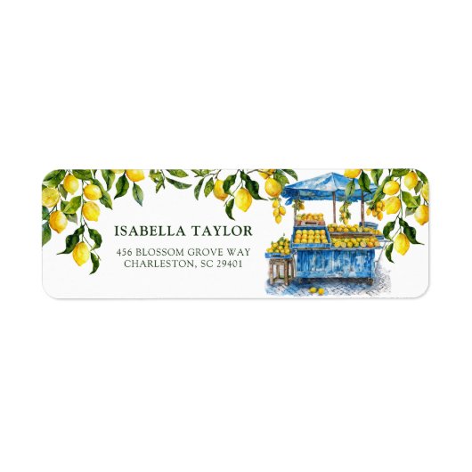 市場から届いたばかりのオレンジとレモンのウェディングシャワー ラベル (正面)