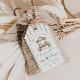 市場から届いたばかりのグリーン ブライダルシャワー ギフトタグ