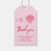 市場から届いたばかりのピンクのブライダルシャワーのお礼 ギフトタグ (正面)