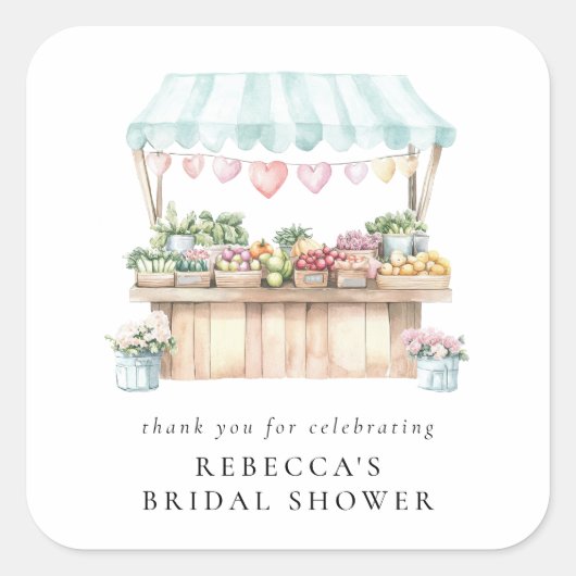 市場から届いたばかりのファーマーズマーケット ブライダルシャワー スクエアシール (正面)