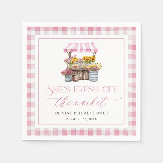 市場から届いたばかりのファーマーズマーケット ブライダルシャワー スタンダードカクテルナプキン (正面)