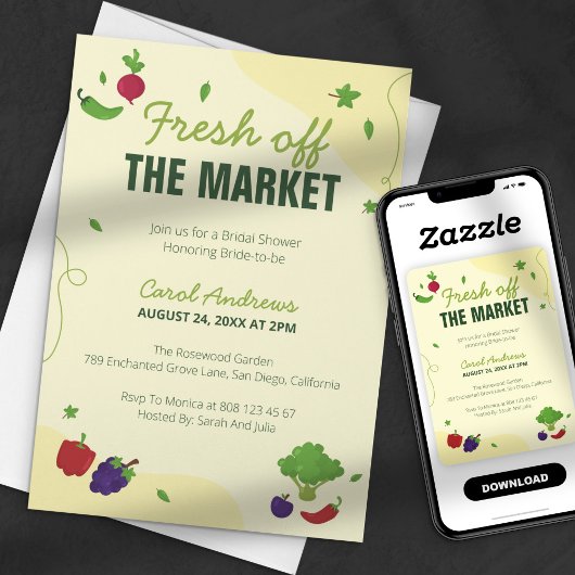 市場から届いたばかりのブライズシャワー 招待状