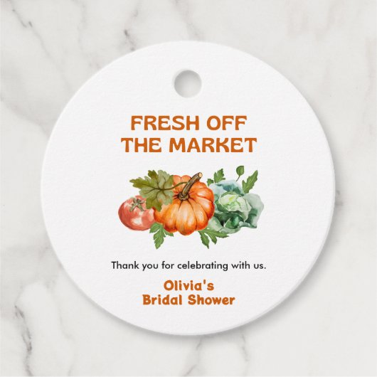 市場から届いたばかりのブライダルシャワーのお礼 フェイバータグ (正面)