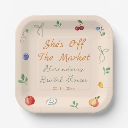 市場から届いたばかりのブライダルシャワーデザイン ペーパープレート (正面)