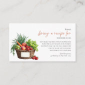 市場から届いたばかりのブライダルシャワーレシピリクエスト エンクロージャーカード (正面)