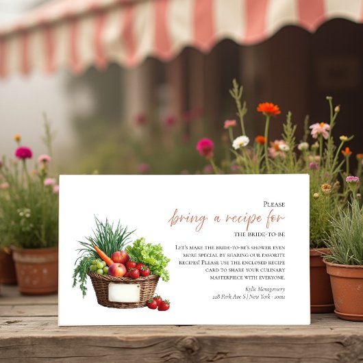 市場から届いたばかりのブライダルシャワーレシピリクエスト エンクロージャーカード