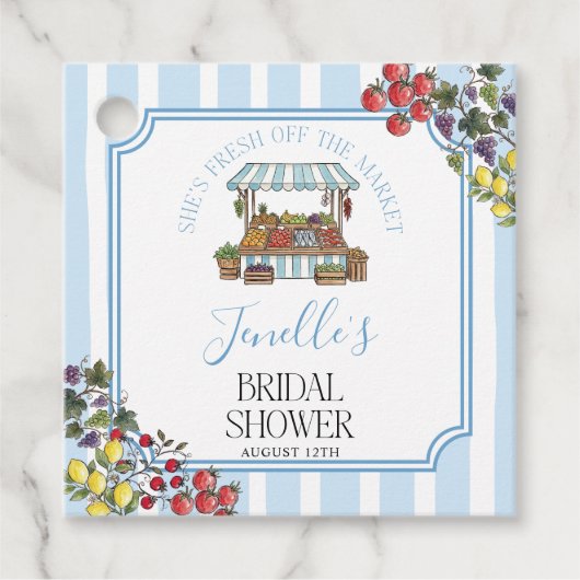 市場から届いたばかりのブライダルシャワー フェイバータグ (正面)