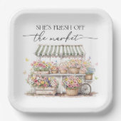 市場から届いたばかりのブライダルシャワー ペーパープレート (正面)