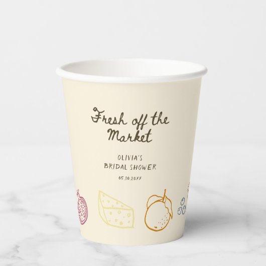 市場から届いたばかりのブライダルシャワー 紙コップ (正面)