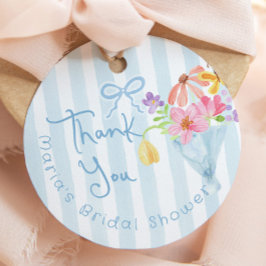 市場から届いたばかりのブルーの水彩画サンクスカード フェイバータグ