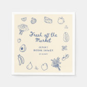 市場から届いたばかりのブルー手描きシリーズ スタンダードカクテルナプキン (正面)