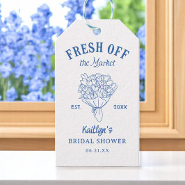 市場から届いたばかりのブルー ブライダルシャワー ギフトタグ