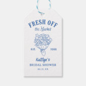 市場から届いたばかりのブルー ブライダルシャワー ギフトタグ (正面)