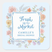 市場から届いたばかりのブルー ブライダルシャワー スクエアシール (正面)