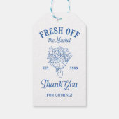 市場から届いたばかりのブルー ブライダル シャワー ギフトタグ (裏面)