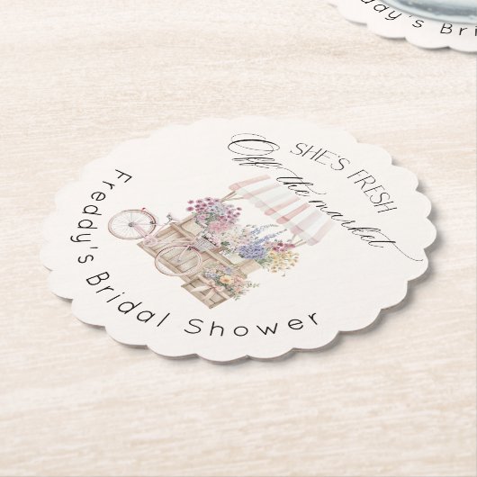 市場から届いたばかりのボーホー フラワー カート ブライダル ペーパーコースター (アングル)