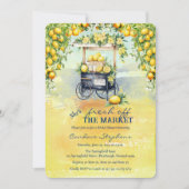 市場から届いたばかりのレモン屋台のブライダルシャワー 招待状 (正面)