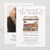 市場から届いたばかりの写真QRコード付き ブライダルシャワー 招待状 (正面/裏面)