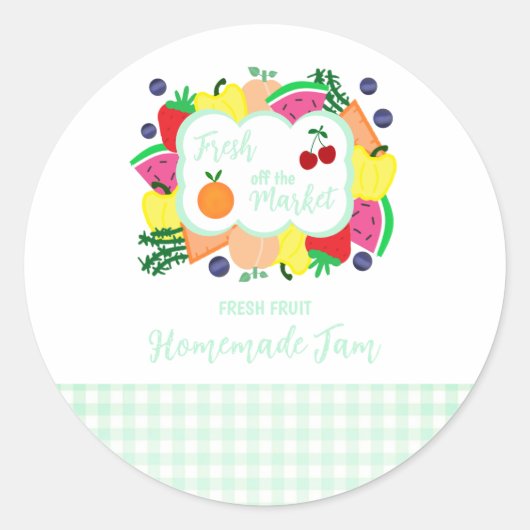 市場から届いたばかりの手作りジャムの花嫁シャワー ラウンドシール (正面)