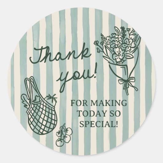 市場から届いたばかりの手描きの花嫁のシャワー ラウンドシール (正面)