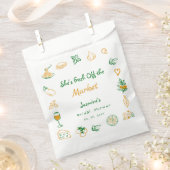 市場から届いたばかりの手描きの花嫁シャワー フェイバーバッグ (クリップ留めされた状態)