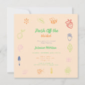 市場から届いたばかりの手描きの花嫁シャワー 招待状 (正面)