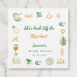 市場から届いたばかりの手描きの ブライダルシャワー フェイバータグ