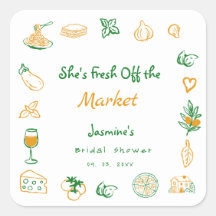 市場から届いたばかりの手描きウェディングシャワーデザイン